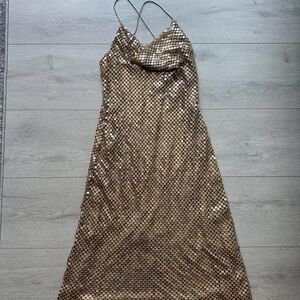 Small - Zara Gold Sequin Slip Dress